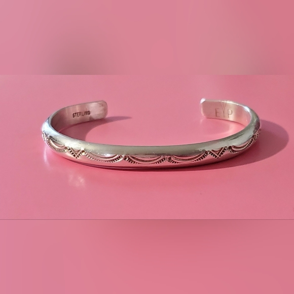 Native American Indian Hand Made Laguna Navajo Sterling Silver Cuff Bracelet - Picture 1 of 8